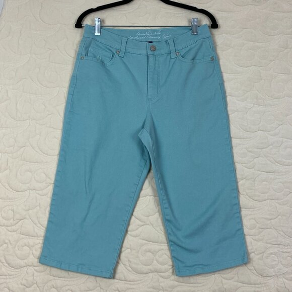 Gloria Vanderbilt Capris 2 LOT Teal Blue and Taupe Size 6 - Picture 2 of 12